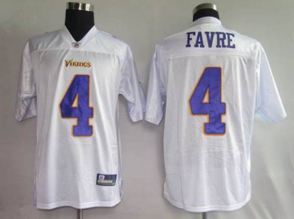 Vikings #4 Brett Favre All White Stitched NFL Jersey