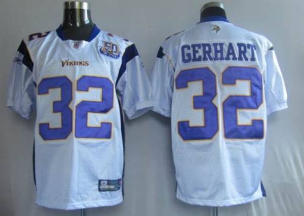 Vikings #32 Toby Gerhart White Team 50TH Patch Stitched NFL Jersey
