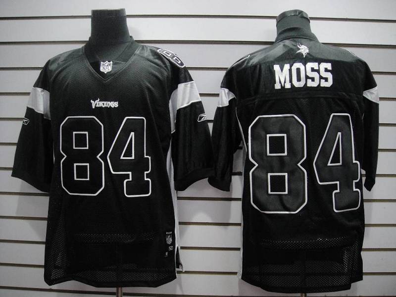 Vikings #84 Randy Moss Black Stitched NFL Jersey