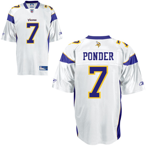Vikings #7 Christian Ponder White Stitched NFL Jersey
