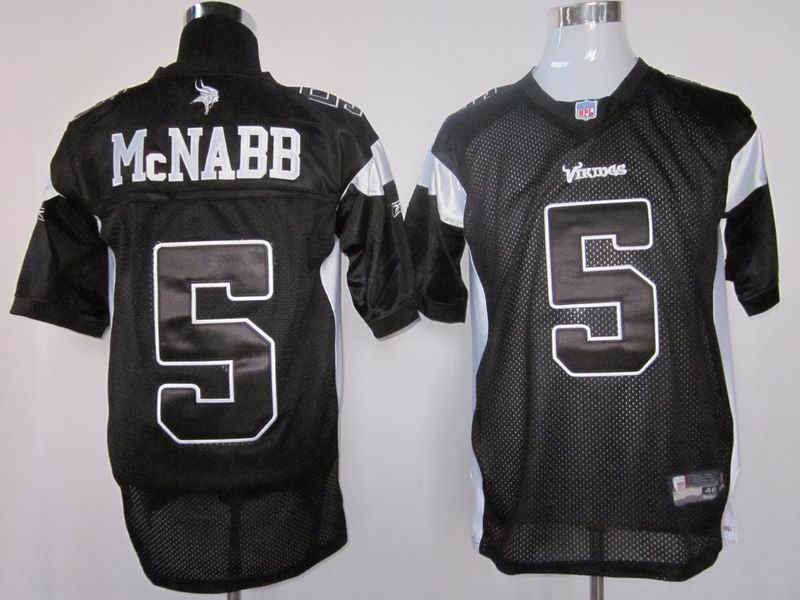 Vikings #5 Donovan McNabb Black Shadow Stitched NFL Jersey