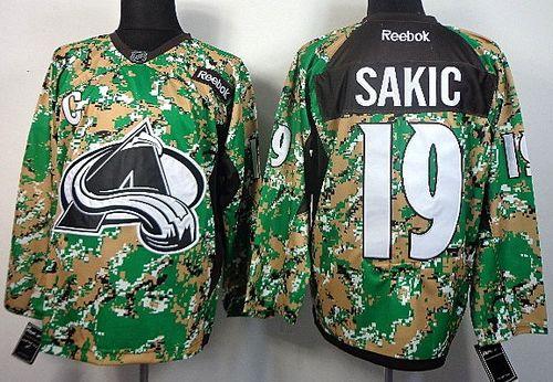 Avalanche #19 Joe Sakic Camo Veterans Day Practice Stitched NHL Jersey