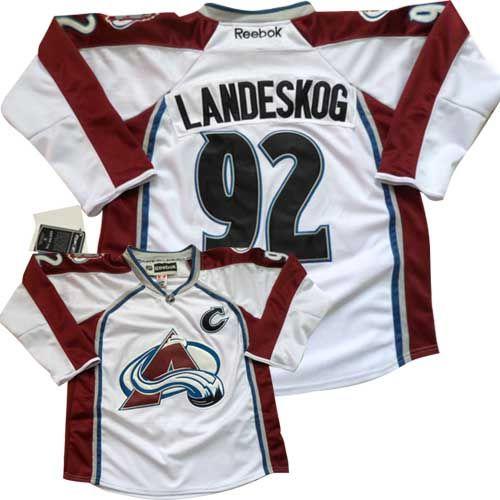 Avalanche #92 Gabriel Landeskog White Road Stitched NHL Jersey