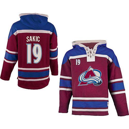 Avalanche #19 Joe Sakic Red Sawyer Hooded Sweatshirt Stitched NHL Jersey