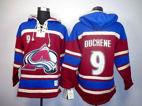 Avalanche #9 Matt Duchene Red Sawyer Hooded Sweatshirt Stitched NHL Jersey