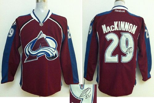 Avalanche #29 Nathan MacKinnon Red Autographed Stitched NHL Jersey