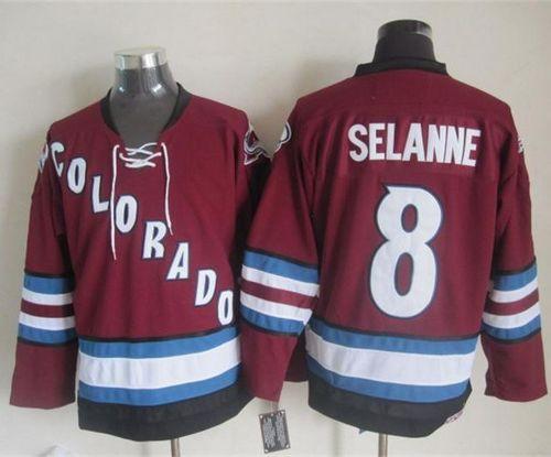 Avalanche #8 Teemu Selanne Red CCM Throwback Stitched NHL Jersey