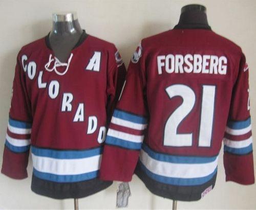 Avalanche #21 Peter Forsberg Red CCM Throwback Stitched NHL Jersey