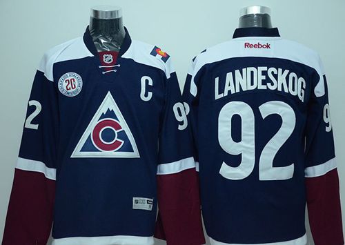 Avalanche #92 Gabriel Landeskog Navy Blue Alternate Stitched NHL Jersey
