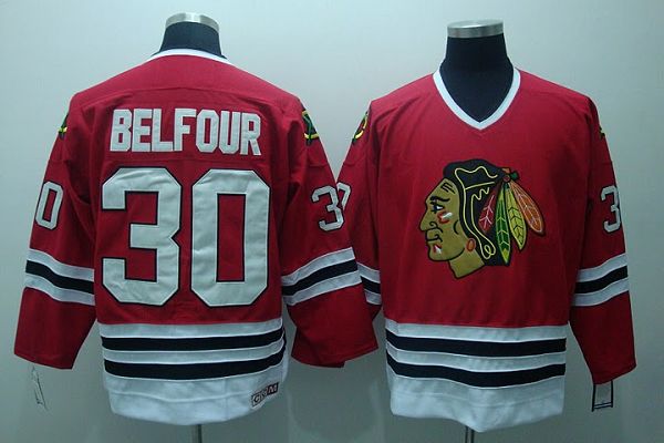 Blackhawks #30 ED Belfour Stitched Red CCM Throwback NHL Jersey