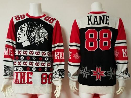 Chicago Blackhawks #88 Patrick Kane Black/Red Men's NHL Ugly Sweater