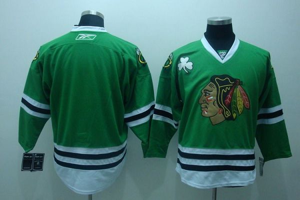 Blackhawks Stitched Blank Green NHL Jersey