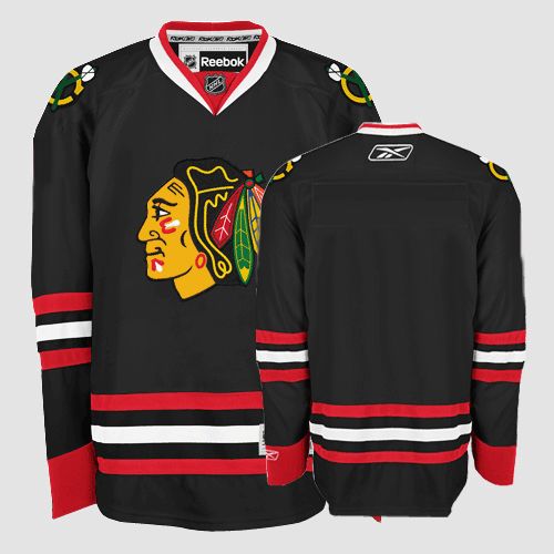 Blackhawks Stitched Blank Black NHL jersey