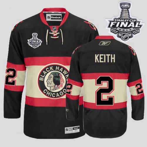Blackhawks #2 Duncan Keith Stitched Black New Third With Stanley Cup Finals NHL Jersey