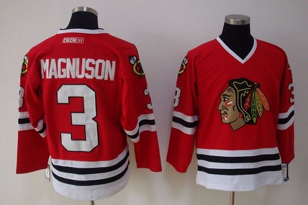 Blackhawks #3 Keith Magnuson Stitched Red NHL Jersey