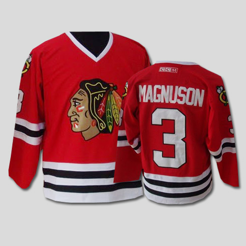 Blackhawks #3 Keith Magnuson CCM Throwback Stitched Red NHL Jersey