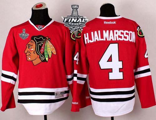 Blackhawks #4 Nikals Hjalmarsson Stitched Red With Stanley Cup Finals NHL Jersey