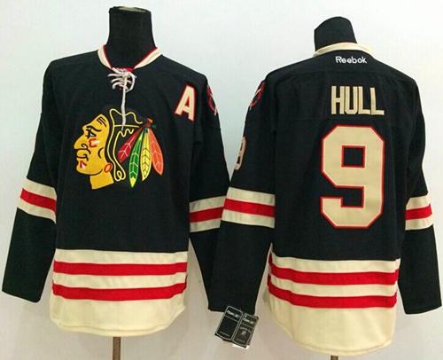 Blackhawks #9 Bobby Hull Black 2015 Winter Classic Stitched NHL Jersey