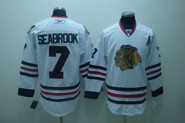 Blackhawks #7 Brent Seabrook Stitched White NHL Jersey