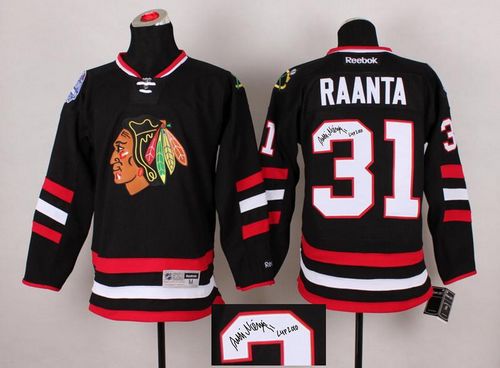 Blackhawks #31 Antti Raanta Black Autographed Stitched NHL Jersey