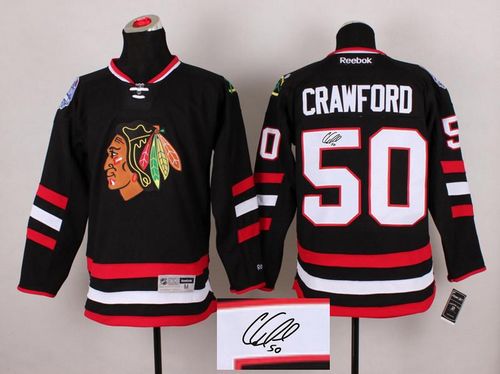 Blackhawks #50 Corey Crawford Black Autographed Stitched NHL Jersey