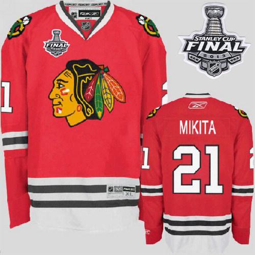 Blackhawks #21 Stan Mikita Stitched Red With Stanley Cup Finals NHL Jersey