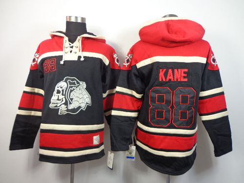 Blackhawks #88 Patrick Kane Black Sawyer Hooded Sweatshirt Stitched NHL Jersey