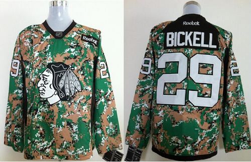 Blackhawks #29 Bryan Bickell Camo Veterans Day Practice Stitched NHL Jersey