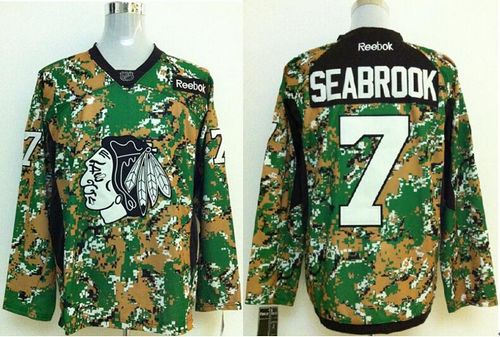 Blackhawks #7 Brent Seabrook Camo Veterans Day Practice Stitched NHL Jersey