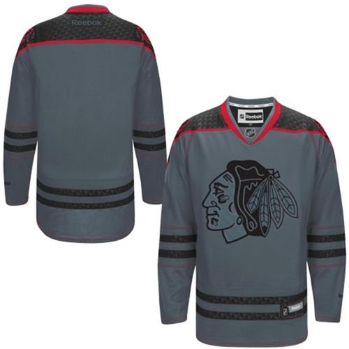 Blackhawks Blank Charcoal Cross Check Fashion Stitched NHL Jersey