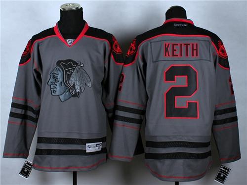 Blackhawks #2 Duncan Keith Charcoal Cross Check Fashion Stitched NHL Jersey