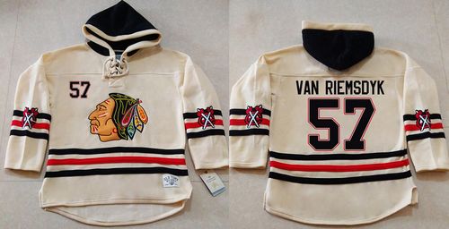 Blackhawks #57 Trevor Van Riemsdyk Cream Heavyweight Pullover Hoodie Stitched NHL Jersey