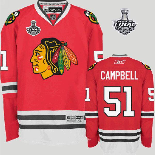 Blackhawks #51 Brian Campbell Stitched Red With Stanley Cup Finals NHL Jersey