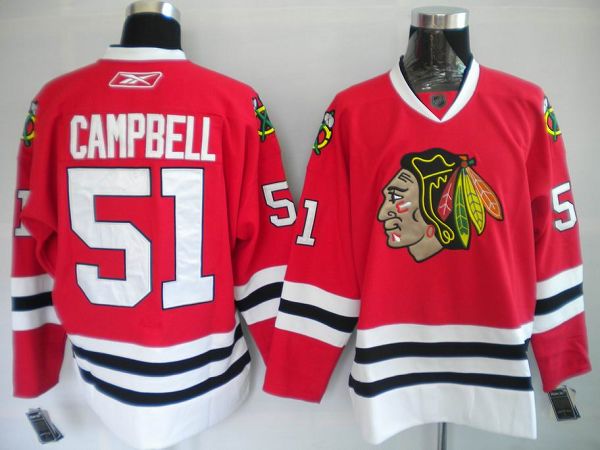 Blackhawks #51 Brian Campbell Stitched Red NHL Jersey