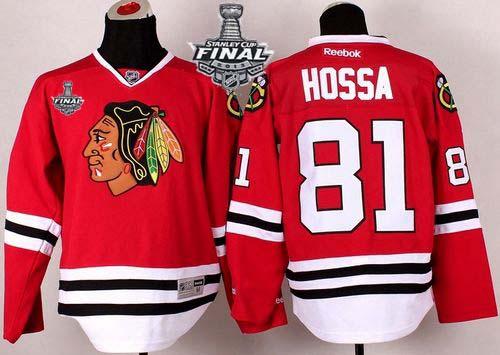Blackhawks #81 Marian Hossa Stitched Red With Stanley Cup Finals NHL Jersey