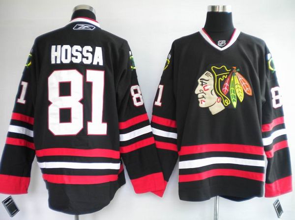 Blackhawks #81 Marian Hossa Stitched Black NHL Jersey