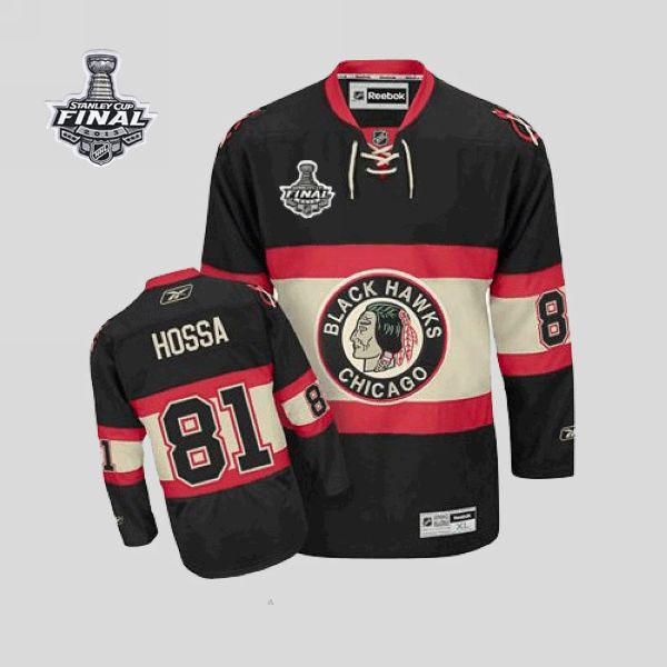 Blackhawks #81 Marian Hossa Stitched Black New Third With Stanley Cup Finals NHL Jersey