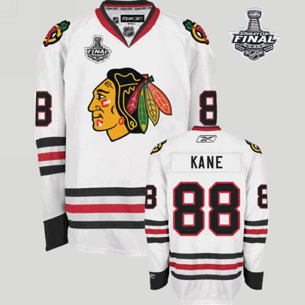Blackhawks #88 Patrick Kane Stitched White With Stanley Cup Finals NHL Jersey