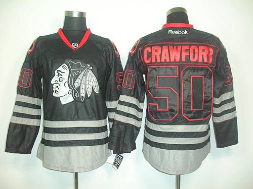 Blackhawks #50 Corey Crawford Black Ice Stitched NHL Jersey