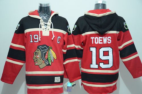 Blackhawks #19 Jonathan Toews Red Sawyer Hooded Sweatshirt Stitched NHL Jersey