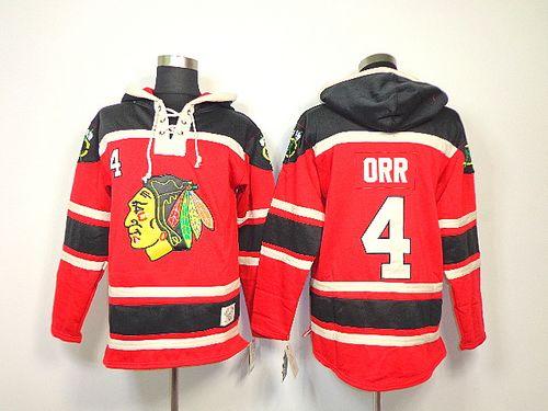 Blackhawks #4 Bobby Orr Red Sawyer Hooded Sweatshirt Stitched NHL Jersey