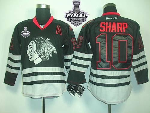 Blackhawks #10 Patrick Sharp Black Ice With Stanley Cup Finals Stitched NHL Jersey