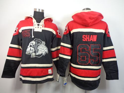 Blackhawks #65 Andrew Shaw Black Sawyer Hooded Sweatshirt Stitched NHL Jersey