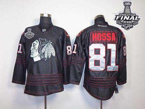 Blackhawks #81 Marian Hossa Black Accelerator With Stanley Cup Finals Stitched NHL Jersey