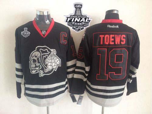Blackhawks #19 Jonathan Toews New Black Ice With Stanley Cup Finals Stitched NHL Jersey