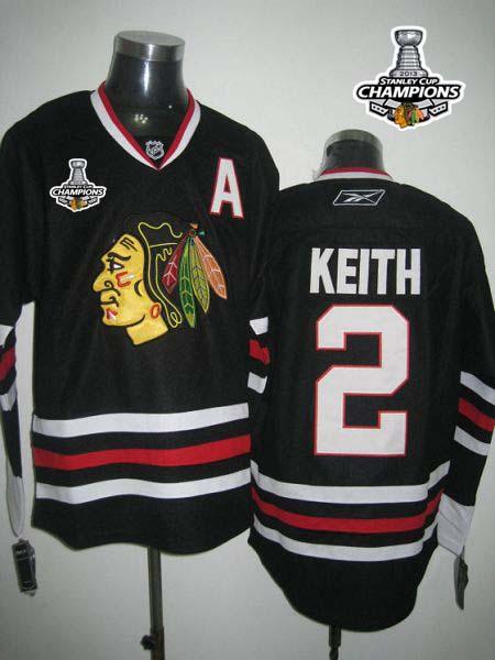 Blackhawks #2 Duncan Keith Stitched Black Stanley Cup Champions NHL Jersey