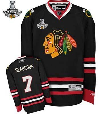 Blackhawks #7 Brent Seabrook Stitched Black Stanley Cup Champions NHL Jersey