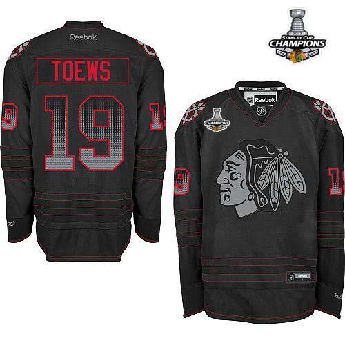 Blackhawks #19 Jonathan Toews Black Accelerator Stitched Stanley Cup Champions NHL Jersey