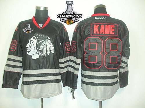 Blackhawks #88 Patrick Kane Black Ice Stitched Stanley Cup Champions NHL Jersey