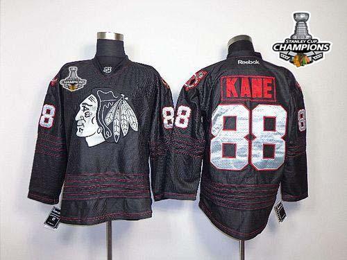 Blackhawks #88 Patrick Kane Black Accelerator Stitched Stanley Cup Champions NHL Jersey